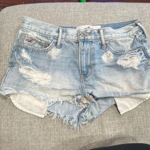 Hollister California distress denim jean shorts frayed leg  Sz 5 waist 27
